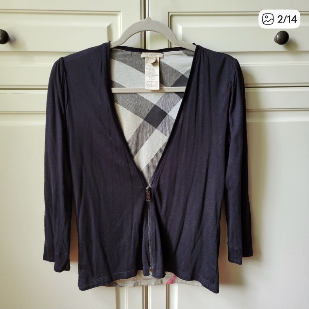 Burberry Brit Black 3/4 sleeve zip cardigan